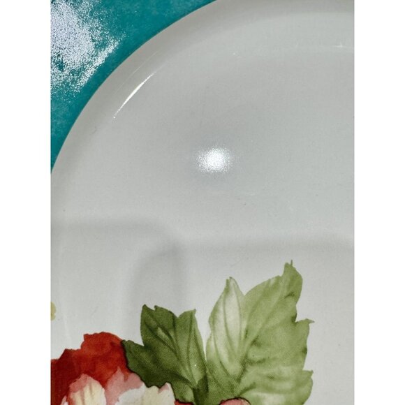 222 Fifth Natural Curiosities Dinner Plate Set Of 4 Floral Blue Scalloped Lot 2 - Picture 4 of 9